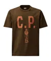 C.p. Company Green Crewneck Graphic T-shirt In Brown