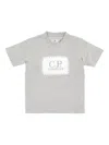 C.p. Company Logo Label Print T-shirt Kids In Gray