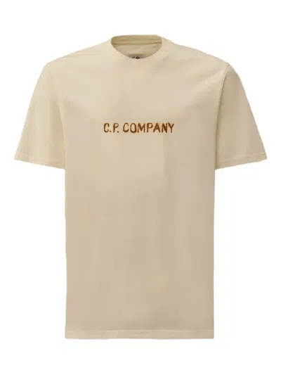 C.p. Company Logo-print T-shirt In Neutral