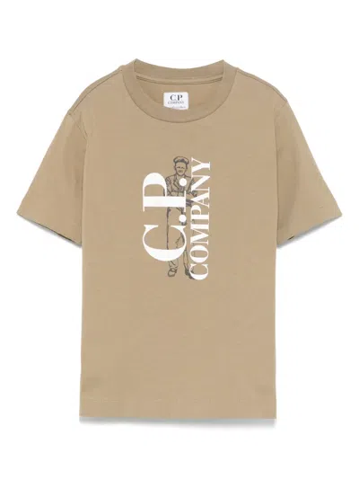 C.p. Company Kids' Logo-print T-shirt In Neutrals