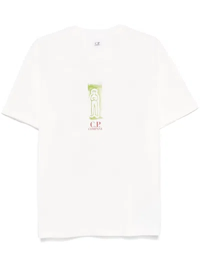 C.p. Company T-shirt Mit Logo-print In Weiss