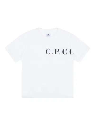 C.p. Company Kids' Logo-print T-shirt In White