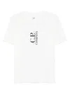 C.p. Company White T-shirt With Vertical Logo Printed On The Front In Cotton Man In White