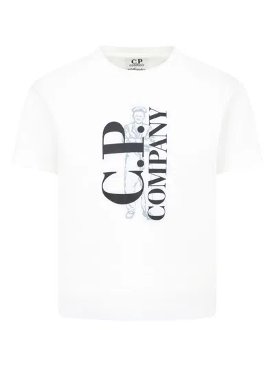 C.p. Company Kids' Logo-print T-shirt In White