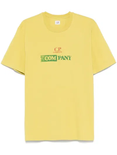 C.p. Company Logo-print T-shirt In Yellow