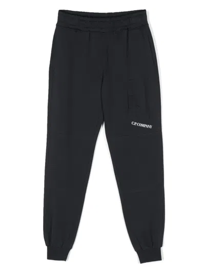 C.p. Company Kids' Logo-printed Jersey Trousers In 蓝色