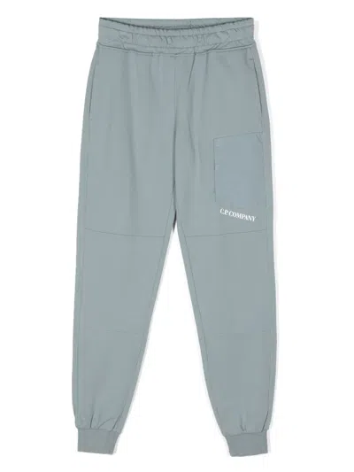 C.p. Company Kids' Logo-printed Jersey Trousers In Blue