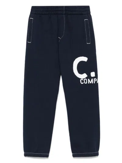C.p. Company Kids' Logo-print Track Trousers In Blue