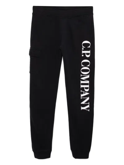 C.p. Company Kids' Logo-print Trousers In Blue
