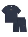 C.p. Company Boys Logo Short Set In Blue