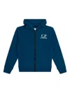 C.p. Company Logo-print Zip-up Hoodie In Blue