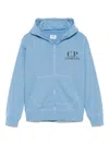 C.p. Company Logo-print Zip-up Hoodie In Blue