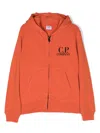 C.p. Company Logo-print Zip-up Hoodie In Orange