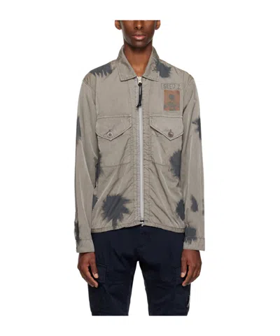 C.p. Company Logo-printed Casual Jacket In Gray