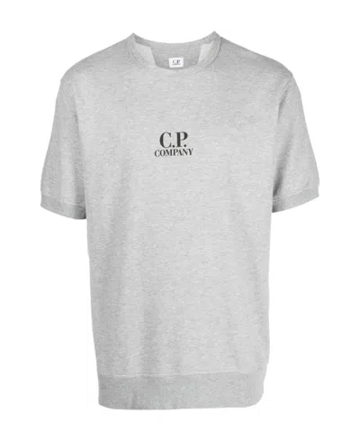 C.p. Company Logo Printed Cotton T-shirt In Gray