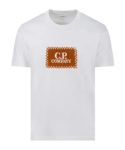 C.p. Company Logo Printed Crewneck T-shirt In White