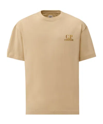 C.p. Company Logo Printed Crewneck T-shirt In Brown
