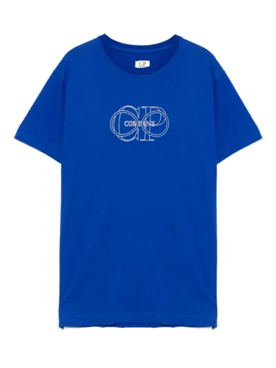 C.p. Company Kids' Logo-printed T-shirt In Blue