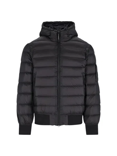C.P. COMPANY LOGO PUFFER JACKET - BLUE