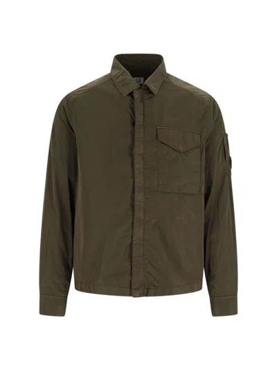 C.P. COMPANY LOGO SHIRT JACKET - GREEN