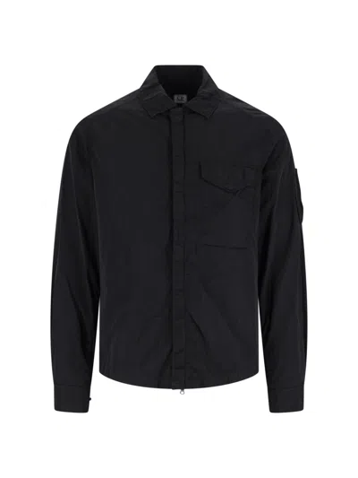 C.p. Company Logo Shirt Jacket In Black