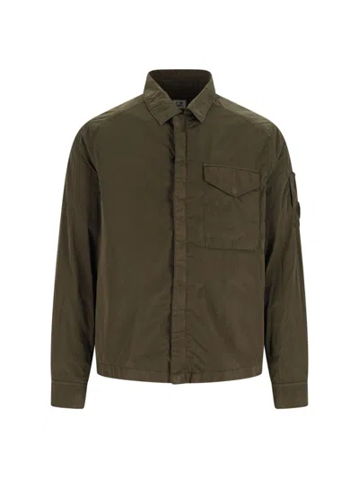 C.p. Company Logo Shirt Jacket In Brown