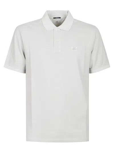 C.p. Company Logo Short Sleeve Polo Shirt In Gray