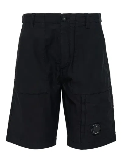 C.p. Company Logo Shorts In Black