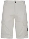 C.p. Company C.p.company Sateen Cargo Shorts In White
