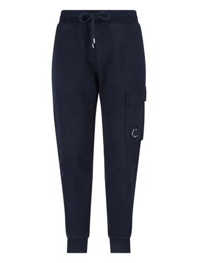 C.P. COMPANY LOGO SPORT PANTS - NAVY BLUE