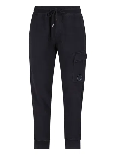 C.p. Company Logo Sporty Pants In Blue