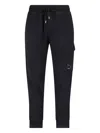 C.p. Company Utility Trousers With Elastic Waistband And Cargo Pocket In Blue