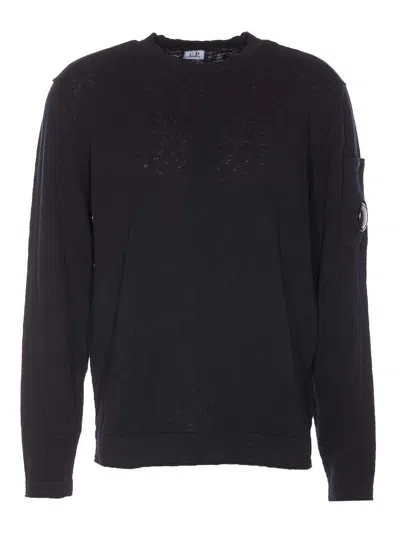 C.p. Company Logo Sweater In Blue