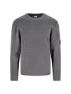 C.p. Company Classic Grey Knit Sweater With Distinctive Lens Detail In Gray
