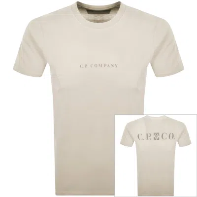 C.p. Company Cp Company Logo T Shirt Pistachio Shell In White