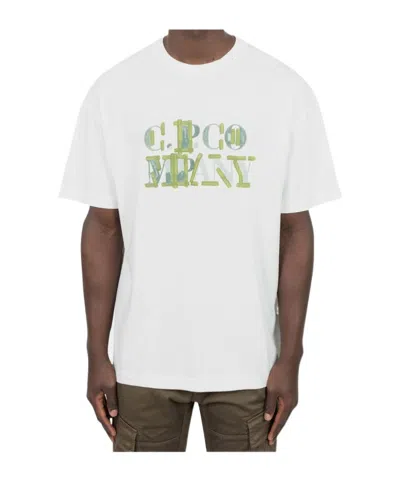 C.p. Company Logo T-shirt In White