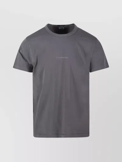 C.p. Company Logo T-shirt With Crew Neck And Short Sleeves In Smoked Pearl