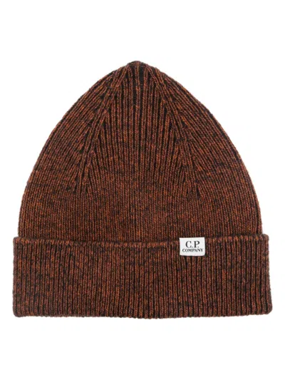 C.p. Company Logo-tag Beanie In Red