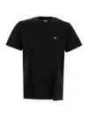 C.p. Company Blue T-shirt With Logo Printed On The Front In Black
