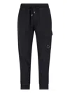 C.p. Company Utility Trousers With Elastic Waistband And Cargo Pocket In Black