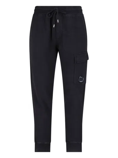 C.P. COMPANY LOGO TRACK PANTS - BLACK