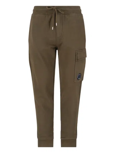 C.P. COMPANY LOGO TRACK PANTS - GREEN