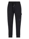 C.p. Company Utility Trousers With Elastic Waistband And Cargo Pocket In Black