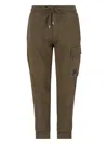 C.p. Company Cargo Pocket Drawstring Waist Ribbed Cuffs Trousers In Green