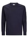 C.p. Company Logo Wool Crewneck Sweater In Blue