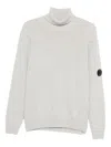 C.p. Company Wool Turtleneck Sweater Featuring Arm Patch In Multi