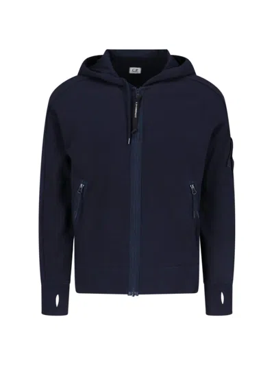 C.p. Company Logo Zip Sweatshirt In Blue