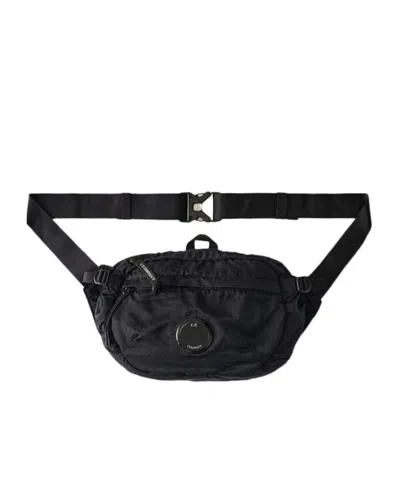 C.p. Company Logo Zipper Belt Bag In Black