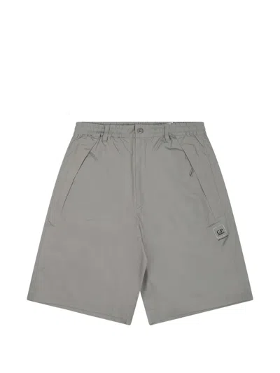 C.p. Company Metropolis Elastic Waistband Cotton Shorts In Gray