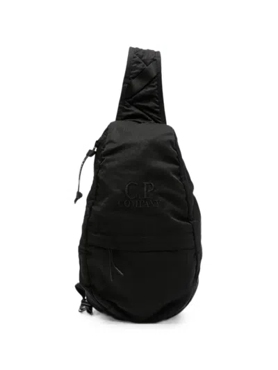 C.p. Company Logo-embroidered Backpack In Black